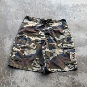 Vintage 90's Mossimo baggy Camo Cargo Swim Board Beach Shorts